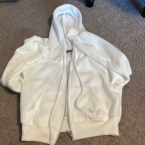 White half zip up runs small